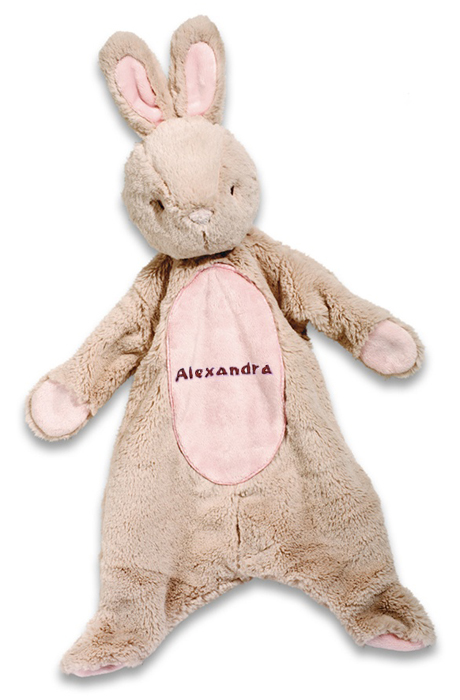 Snuttekanin med namn och datum broderat, Nalleriet.se